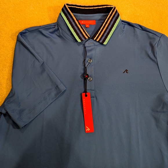 Redvanly Other - Redvanly Mens Mael Polo Shirt Marine Blue Striped Collar R2505 Golf Top NWT M